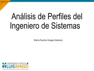 Análisis de Perfiles del
Ingeniero de Sistemas
María Paulina Vargas Galeano
 