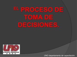 EL PROCESO DE TOMA DE DECISIONES.UNO departamento de capacitación.
