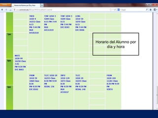 Horario del Alumno por
      día y hora
 