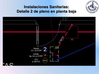 Instalaciones Sanitarias:
Detalle 2 de pleno en planta baja
 