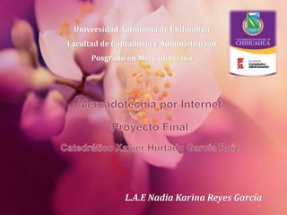 Universidad Autónoma de Chihuahua
Facultad de Contaduría y Administración
Posgrado en Mercadotecnia
L.A.E Nadia Karina Reyes García
 