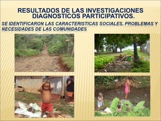 RESULTADOS DE LAS INVESTIGACIONES
   DIAGNOSTICOS PARTICIPATIVOS.
 