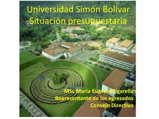 Universidad Simón Bolívar
Situación presupuestaria




         MSc María Eugenia Figarella
      Representante de los egresados
                   Consejo Directivo
 