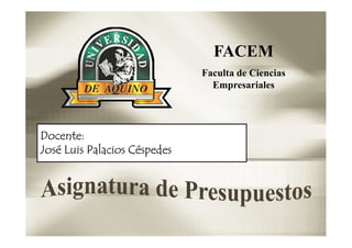 FACEM
                              Faculta de Ciencias
                                Empresariales




Docente:
José Luis Palacios Céspedes
 