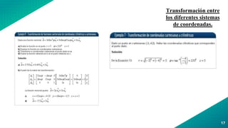17
Transformación entre
los diferentes sistemas
de coordenadas.
 