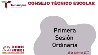 28 de octubre de 2022
Primera
Sesión
Ordinaria
CONSEJO TÉCNICO ESCOLAR
 