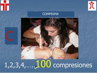 COMPRIMA
C
100 por
minuto
1,2,3,4,…..100 compresiones
 