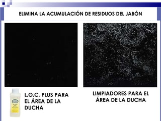 COMPETENCIA ELIMINA LA ACUMULACIÓN DE RESIDUOS DEL JABÓN L.O.C. PLUS PARA EL ÁREA DE LA DUCHA LIMPIADORES PARA EL ÁREA DE LA DUCHA 