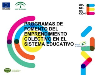 PROGRAMAS DE
FOMENTO DEL
EMPRENDIMIENTO
COLECTIVO EN EL
SISTEMA EDUCATIVO
 