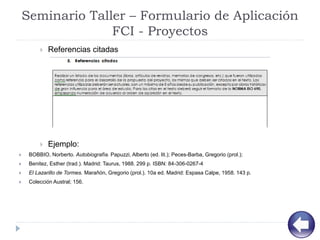 Presentacion Programas y Proyectos - Formulario FCI