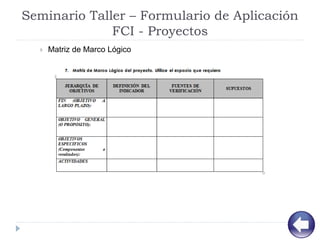 Presentacion Programas y Proyectos - Formulario FCI