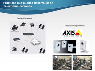 Prácticas que puedes desarrollar en
Telecomunicaciones
Telefonía Fija y Móvil
Video Vigilancia por Internet
 