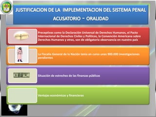JUSTIFICACION DE LA  IMPLEMENTACION DEL SISTEMA PENAL ACUSATORIO - ORALIDAD