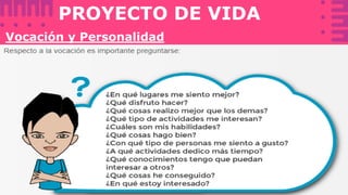 PROYECTO DE VIDA
Vocación y Personalidad
 