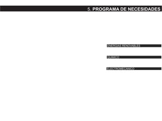 5. PROGRAMA DE NECESIDADES
ENERGIAS RENOVABLES
QUIMICO
ELECTROMECANICO
 