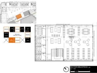 SECTOR BIBLIOTECA - pa
esc: 1:100
0 521
Patio central
Organizador funcional
transición
transición
transición
nucleo
transición
nucleo
comedor
Adm
biblioteca talleres
talleraulasaulas
 