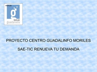 PROYECTO CENTRO GUADALINFO MORILES

    SAE-TIC RENUEVA TU DEMANDA
 