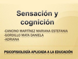 Sensación y cognición -Cancino Martínez Mariana Estefania-Gordillo Mata Daniela-adrianaPsicofisiología Aplicada a la educación 