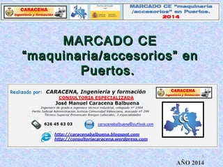 MARCADO CEMARCADO CE
“maquinaria/accesorios” en“maquinaria/accesorios” en
Puertos.Puertos.
1
AÑO 2014
 