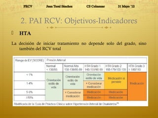 2. PAI RCV: Objetivos-Indicadores 
 DIABETES MELLITUS 
FRCV mayor, causal e independiente 
Gran asociación: mayor riesgo ...