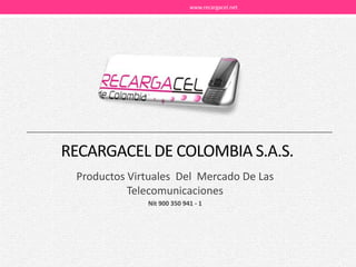 RECARGACEL DE COLOMBIA S.A.S. Productos Virtuales  Del  Mercado De Las Telecomunicaciones Nit 900 350 941 - 1 www.recargacel.net 