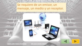 NAVA LEÓN TANIA STEPHANIE IPN-ESCA SANTO TOMÁS
Se requiere de un emisor, un
mensaje, un medio y un receptor.
 
