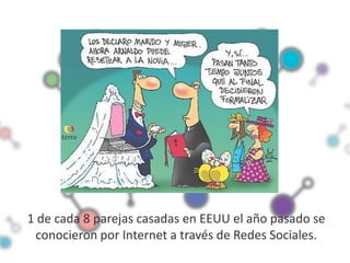 1 de cada 8 parejas casadas en EEUU el año pasado se
 conocieron por Internet a través de Redes Sociales.
 