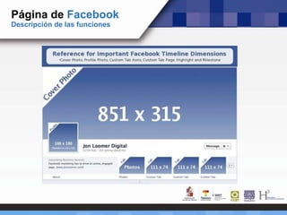 Página de Facebook
Descripción de las funciones
 