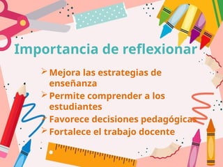 Reflexión sobre la práctica docente para mejorar la enseñanza en el ...