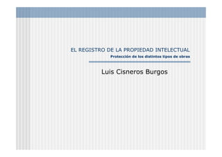 EL REGISTRO DE LA PROPIEDAD INTELECTUAL
             Protección de los distintos tipos de obras



          Luis Cisneros Burgos
 