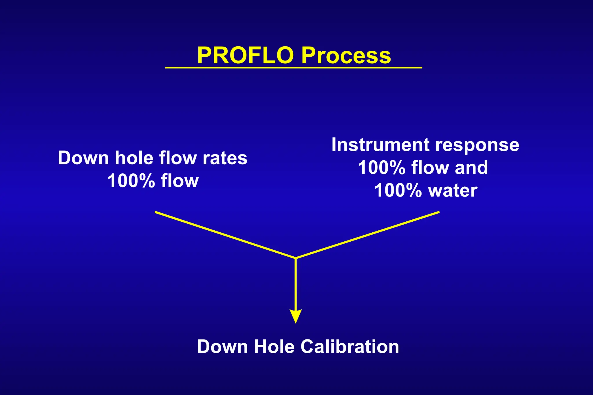 Instrument response
100% flow and
100% water
PROFLO Process
Down hole flow rates
100% flow
Down Hole Calibration
 