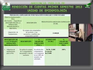 Presentacion rendicion de cuentas primer semestre del 2013 con planificacion