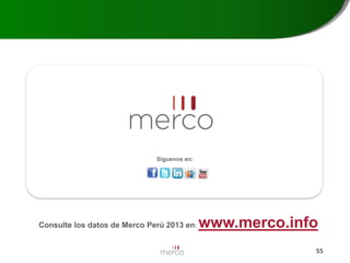 Síguenos en:

Consulte los datos de Merco Perú 2013 en:

www.merco.info
55

 