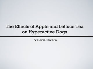 The Effects of Apple and Lettuce Tea on Hyperactive Dogs Valeria Rivera 