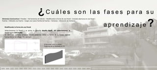 ¿Cuáles                                           son las fases para su
Elementos Constructivos I: Paredes – Herramientas de Edición – Modificando la forma de una Pared – Creando aberturas en una Pared –
Puertas – Editando una Puerta – Cargar una nueva Familia de Puertas – Ventanas – Alineación de Ventanas


   Modificando la forma de una Pared
   Seleccionamos la Pared y se activa la pestaña Modify Walls. Allí seleccionamos la
                                                                                                                                                     aprendizaje                            ?
   herramienta Edit Profile
   Se abre una ventana temporal donde podemos editar la forma de la Pared, usando
   herramientas de dibujo. Por ejemplo:



                                                          Al terminar, seleccionamos
                                                          Podemos ver el resultado en 3D:




                                                                                                                             PRESENTACION Y TUTORIA PARA AUTODESK REVIT ARCHITECTURE 2012
 