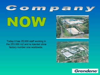 Today it has 25,000 staff working in
the 253,000 m2 and is injected shoe
factory number one worldwide.
 
