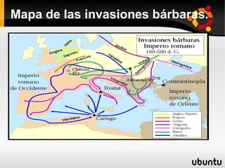 Mapa de las invasiones bárbaras.
 