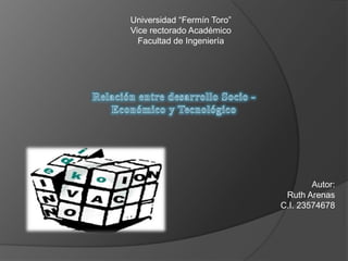 Universidad “Fermín Toro”
Vice rectorado Académico
  Facultad de Ingeniería




                                    Autor:
                             Ruth Arenas
                            C.I. 23574678
 