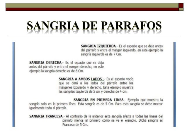 Ejemplo De Sangria En Un Escrito - Colección de Ejemplo