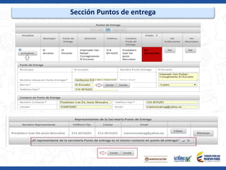 Sección Puntos de entrega
 