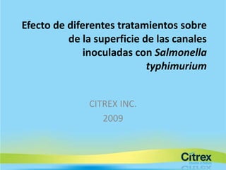 Efecto de diferentes tratamientos sobre
          de la superficie de las canales
              inoculadas con Salmonella
                            typhimurium


              CITREX INC.
                 2009
 