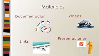 Materiales
Presentaciones
Videos
Links
Documentación
 