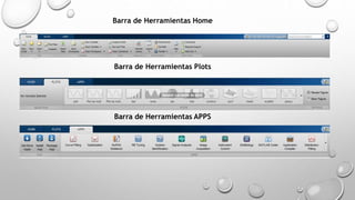 Barra de Herramientas Home 
Barra de Herramientas Plots 
Barra de Herramientas APPS 
 