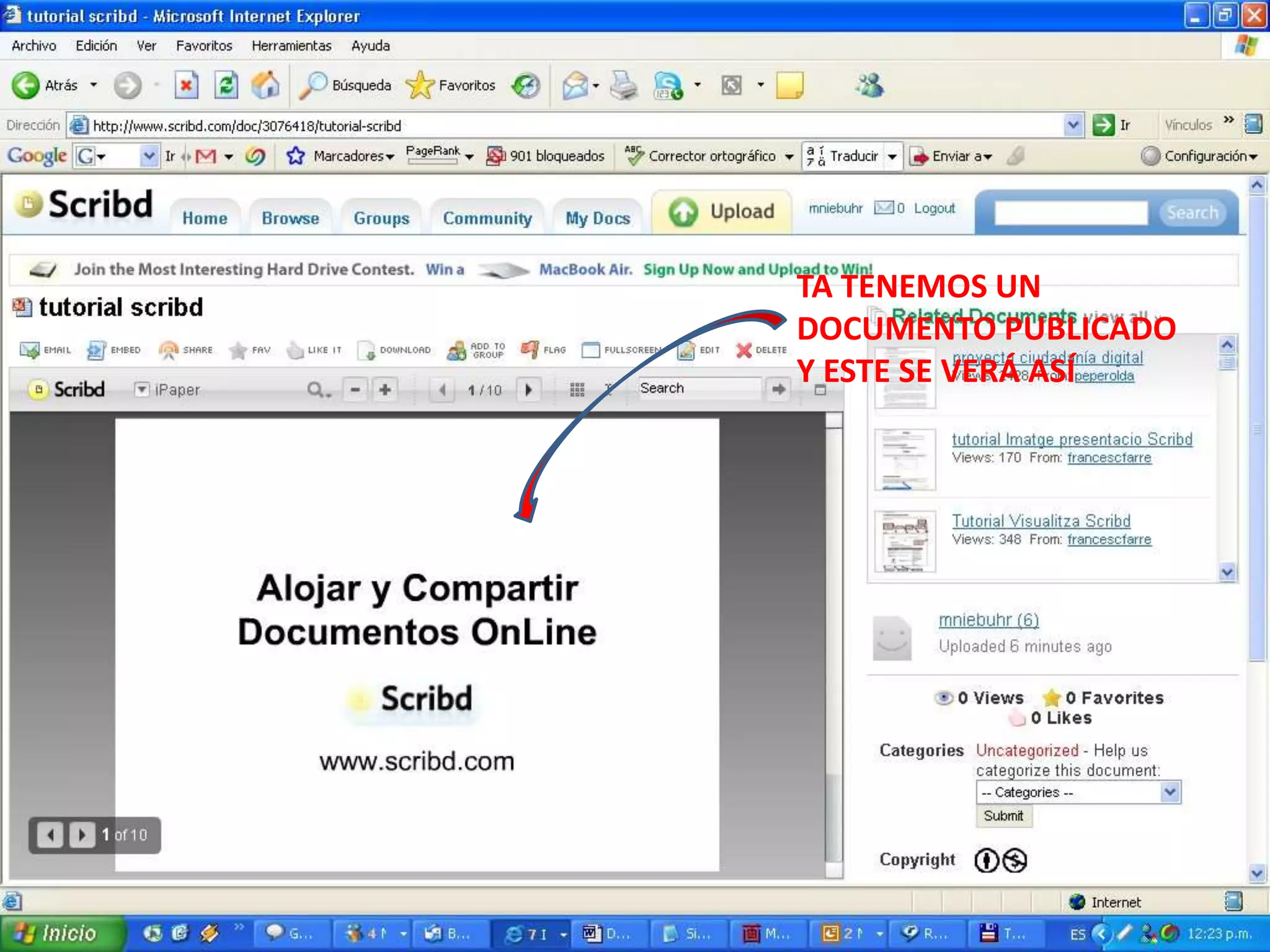 TA TENEMOS UN
DOCUMENTO PUBLICADO
Y ESTE SE VERÁ ASÍ

 