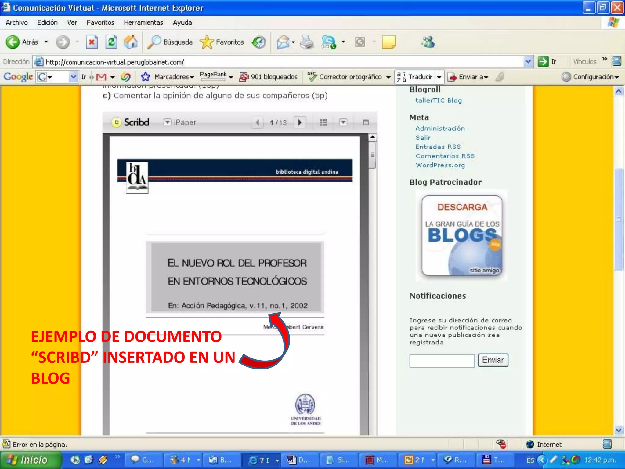 EJEMPLO DE DOCUMENTO
“SCRIBD” INSERTADO EN UN
BLOG

 