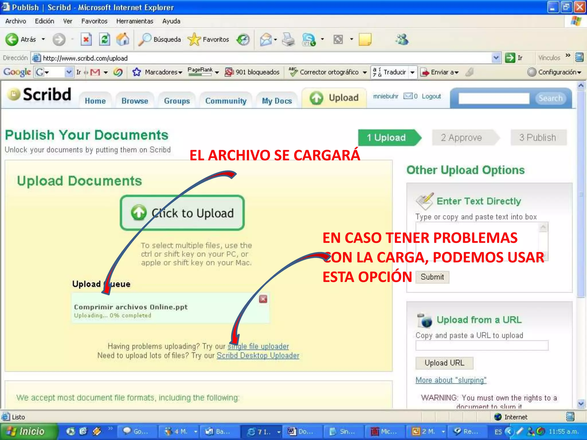 EL ARCHIVO SE CARGARÁ

EN CASO TENER PROBLEMAS
CON LA CARGA, PODEMOS USAR
ESTA OPCIÓN

 