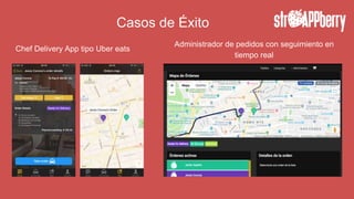 Casos de Éxito
Chef Delivery App tipo Uber eats
Administrador de pedidos con seguimiento en
tiempo real
 