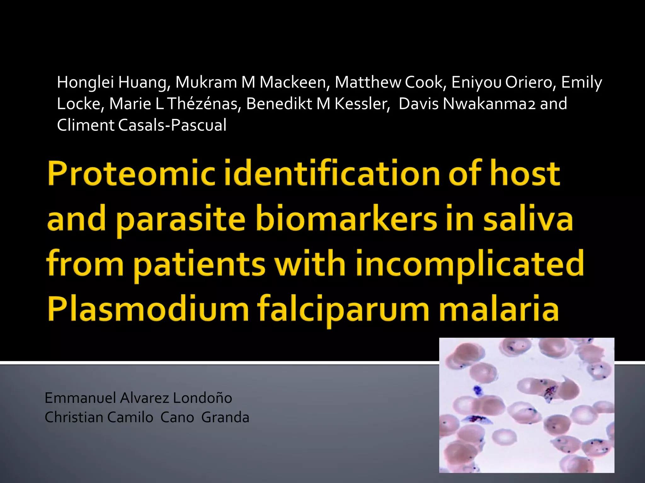 Proteomic identification of host and parasite biomarkers in saliva from ...