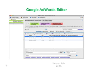 Google AdWords Editor




                  Lorenzo Solís
78                   S.E.M.
 