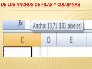 DE LOS ANCHOS DE FILAS Y COLUMNAS 
 